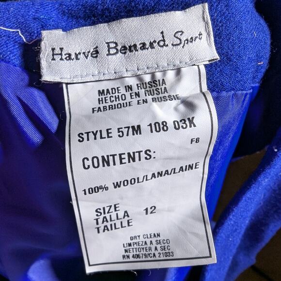 Vtg 1980s Harve Benard Cobalt Blue 100% Wool V-Neck Button Up Jumper Dress Sz 12 - Picture 5 of 5
